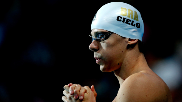 KAZAN, RUSSIA - AUGUST 03: Cesar Cielo of Brazil prepares to compete in the Men's 50m Butterfly final on day ten of the 16th FINA World Championships at the Kazan Arena on August 3, 2015 in Kazan, Russia. (Photo by Clive Rose/Getty Images)