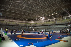 Éppen edzés zajlik a színhelyen, a Carioca Arena 2-ben