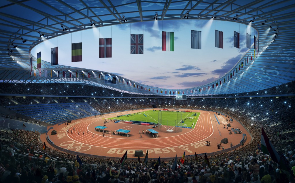 Budapest, 2017. január 4. A Budapest 2024 által 2017. január 4-én közölt legfrissebb aktuális látványterv az Olimpiai Park helyszíncsoportban található Olimpiai Atlétikai Stadionról, amely a IX., X. és XXI. kerületekben, a Kvassay-zsilip térségében van, és az esetleges 2024-es budapesti olimpia egyik helyszíne lesz. A látványtervet a Brick Visual, az építési terveket a BORD Építész Stúdió készítette. A 2024-es olimpia rendezési jogáért a magyar fõváros Los Angelesszel és Párizzsal verseng, a Nemzetközi Olimpiai Bizottság (NOB) szeptember 13-án, Limában dönt a helyszínrõl. MTI Fotó